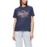 Superdry - W1011408A - T-shirt - Marineblauw - Katoen, Korte Mouwen, Vintage Metallic Logo