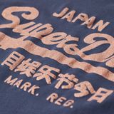 Superdry - W1011408A - T-shirt - Marineblauw - Katoen, Korte Mouwen, Vintage Metallic Logo