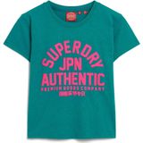 Superdry Puff Print Archive Fitted T-shirt Met Korte Mouwen Blauw XS Vrouw