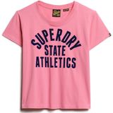 Superdry - Varsity Flocked Fitted - T-shirt - Off-white - Korte Mouwen