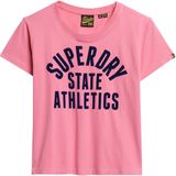 Superdry - Varsity Flocked Fitted - T-shirt - Off-white - Korte Mouwen