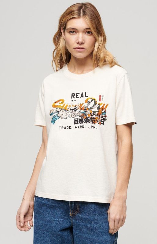 Superdry - Tokyo Vl Relaxed T-shirt - Grijs - Katoen