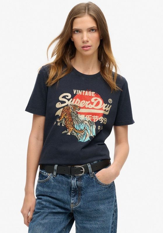 Superdry Tokyo Vl Relaxed T-shirt Met Korte Mouwen Blauw 2XS Vrouw