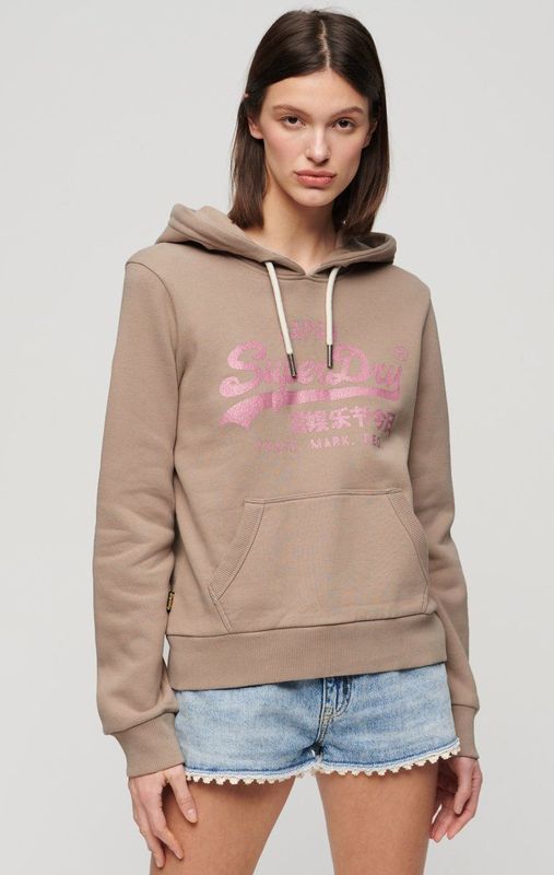 Superdry - Metallic Hoodie - Dames - Grafische Print - Vintage Logo