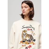 Superdry Suika Embroidered Loose Sweatshirt Beige Vrouw