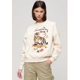 Superdry Suika Embroidered Loose Sweatshirt Beige Vrouw