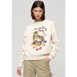 Superdry Suika Embroidered Loose Sweatshirt Beige Vrouw