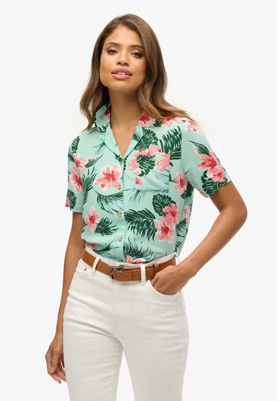 Superdry - Beach Resort - Overhemd - Ecru - Korte Mouwen