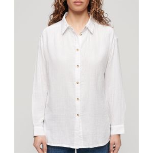 Superdry - W4010422A - Lang Strandshirt - Wit - Katoen - Lange Mouwen