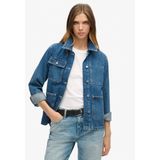 Blouson - Effen - Denim - Normale Pasvorm