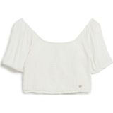Superdry - Smocked Woven Top - Korte Mouw - Slim Fit