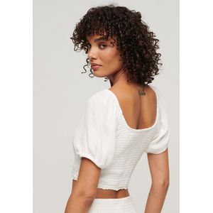 Superdry - Smocked Woven Top - Korte Mouw - Slim Fit