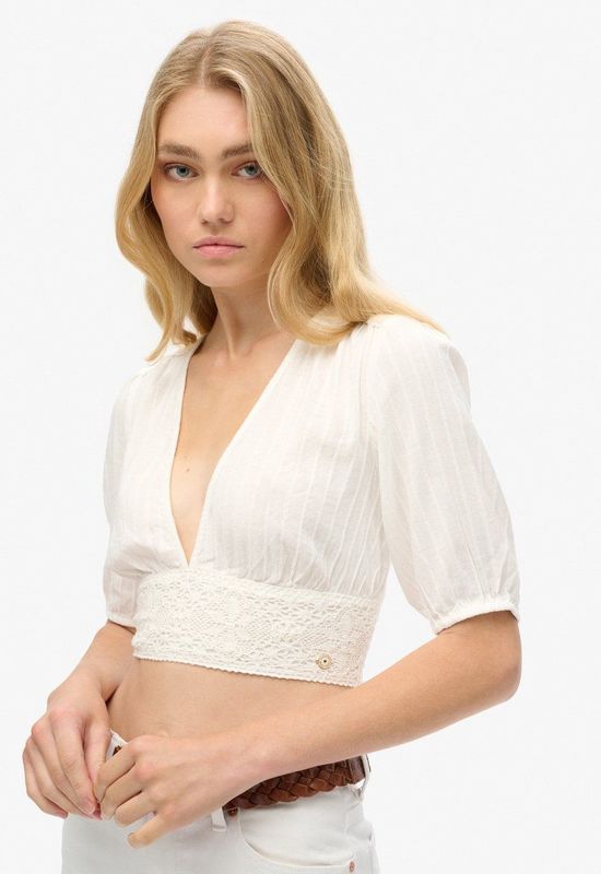 Superdry - W6011858A - Top - Wit - Katoen - Korte Mouwen