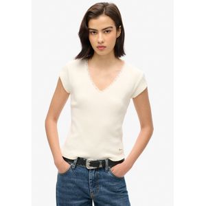 Superdry - Athletic Essential Lace Trim - T-shirt - Met Korte Mouwen - V-hals