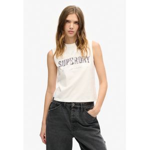 Superdry Embellish Archive Fitted Mouwloos T-shirt Wit XS Vrouw