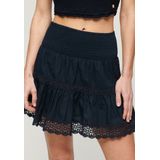 Superdry - Ibiza Lace Mix - Korte Rok - Zwart - Loose Fit, Katoen 100%