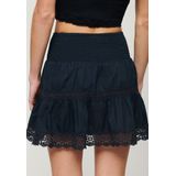 Superdry - Ibiza Lace Mix - Korte Rok - Zwart - Loose Fit, Katoen 100%