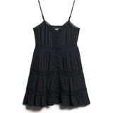 Superdry - Alana Lace Trim - Jurk - Zwart - Gevoerde Rok - Kantdetails