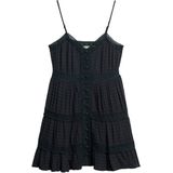 Superdry - Alana Lace Trim - Jurk - Zwart - Gevoerde Rok - Kantdetails