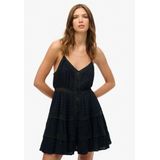Superdry - Alana Lace Trim - Jurk - Zwart - Gevoerde Rok - Kantdetails