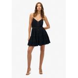 Superdry - Alana Lace Trim - Jurk - Zwart - Gevoerde Rok - Kantdetails