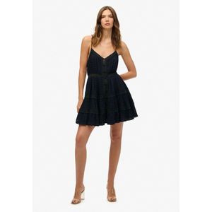 Superdry - Alana Lace Trim - Jurk - Zwart - Gevoerde Rok - Kantdetails