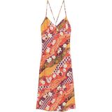 Superdry - Printed Slip - Lange Jurk - Zwart - Slim Fit, Verstelbare Spaghettibandjes, V-hals