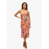 Superdry - Printed Slip - Lange Jurk - Zwart - Slim Fit, Verstelbare Spaghettibandjes, V-hals