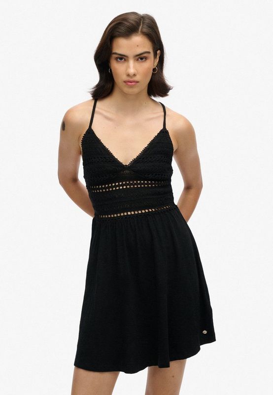 Superdry - Jerseyjurk - Zwart - Kanten Details - Verstelbare Schouderbandjes