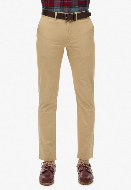 Superdry - Slimfit stretch chinobroek met taps toelopende pijpen - Heren - Broeken