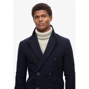 Superdryvoor mannen. M5011885A Town Merchant Store marine jas (S), Casual, Wol, Lange mouwen, Marineblauw