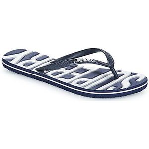 Superdry Vintage Slippers - Blauw - Vegan - Rubberen Voetband