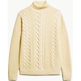 Superdryvoor mannen. M6110583A Trui met gedraaide gebreide rolkraag Merchant Store geel (S), Casual, Acryl, Lange mouwen