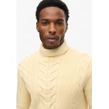 Superdryvoor mannen. M6110583A Trui met gedraaide gebreide rolkraag Merchant Store geel (S), Casual, Acryl, Lange mouwen