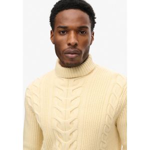 Superdryvoor mannen. M6110583A Trui met gedraaide gebreide rolkraag Merchant Store geel (S), Casual, Acryl, Lange mouwen