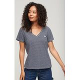 Superdry - Studios Slub - T-shirt - Geen Kleur - V-hals, Korte Mouwen, Geborduurd Logo