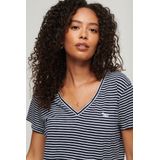 Superdry - Studios Slub - T-shirt - Geen Kleur - V-hals, Korte Mouwen, Geborduurd Logo