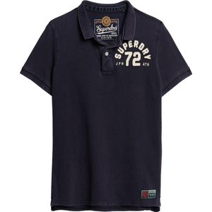 Superdry - M1110396A Vintage Athletic - Polo - Marineblauw - Katoen - Korte Mouwen