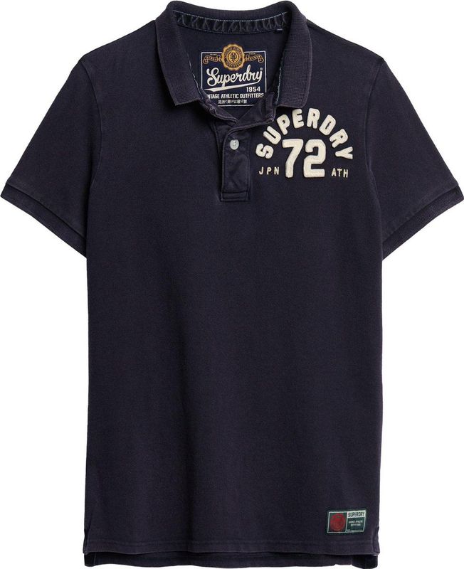 Superdry - M1110396A Vintage Athletic - Polo - Marineblauw - Katoen - Korte Mouwen