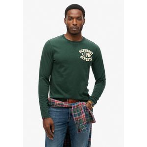 Superdry - Casual T-shirt - Marineblauw - Katoen - Lange Mouwen