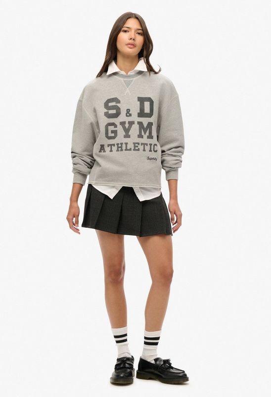 Superdry - W7210331A - Plooirok - Grijs - Viscose - Geplooid Ontwerp