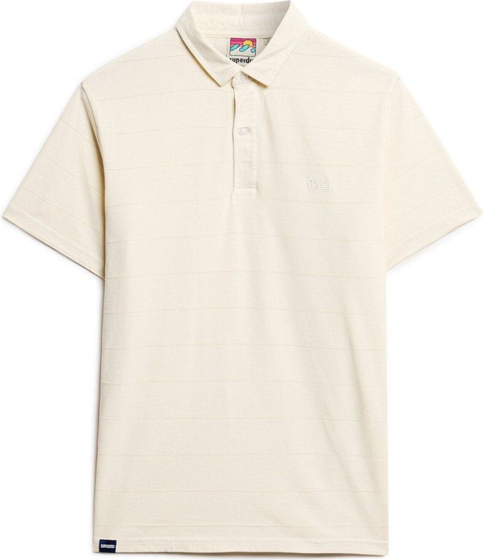 Superdry Poloshirt Textured Jersey Polo M1110397a White Sand Mannen