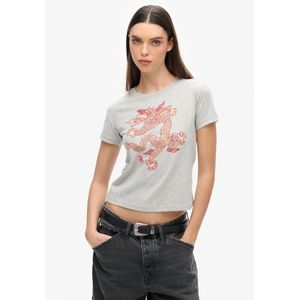 Superdry - W1011551A - T-shirt - Grijs - Katoen - Korte Mouwen