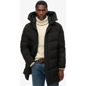Superdry - City Chevron - Padded Parka Coat - Zwart - Loose Fit, Waterafstotend