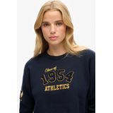 Superdry - W6110537A Varsity Pullover - Marineblauw - Biologisch Katoen