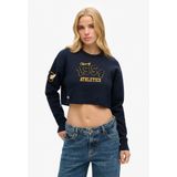 Superdry - W6110537A Varsity Pullover - Marineblauw - Biologisch Katoen