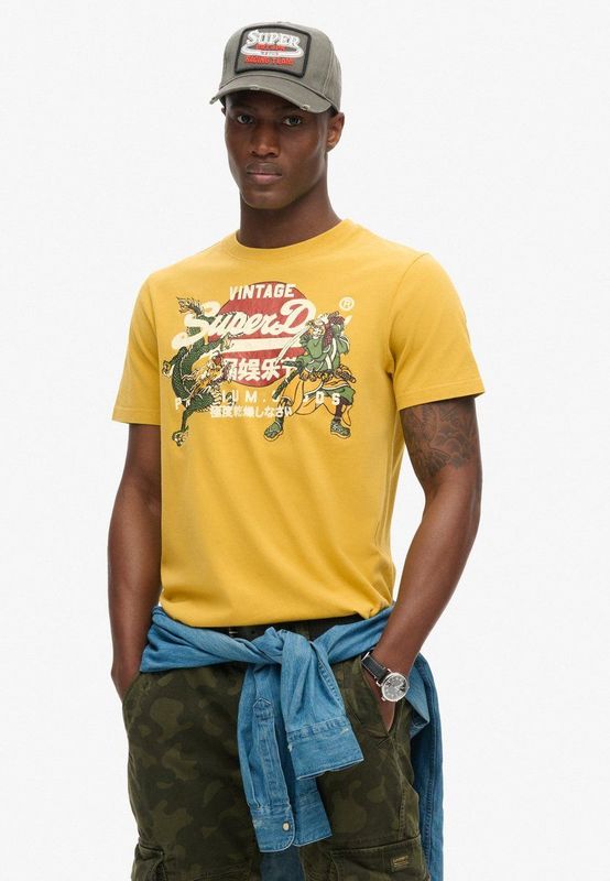 Superdry - Tokyo Vl Graphic T-shirt - Geel - Katoen