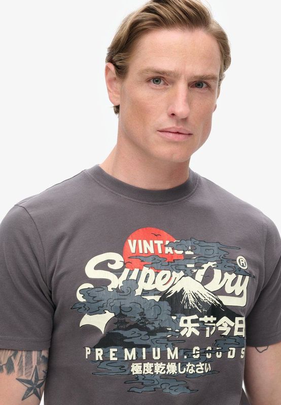 Superdry - Shirt 'Tokyo' - Donkergrijs - T-shirt