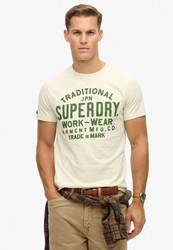 Superdry - M1011994A - T-shirt - Wit - Katoen - Korte Mouwen