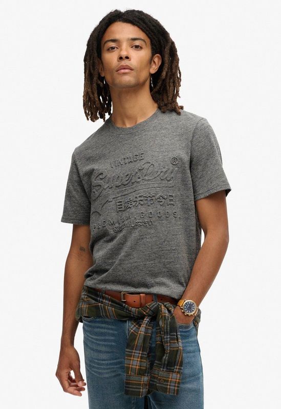Superdry - Embossed Vl Graphic T-shirt - Zwart - Katoen